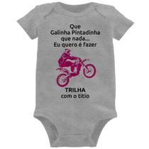 Body Bebê Trilha com o titio (moto rosa) - Foca na Moda