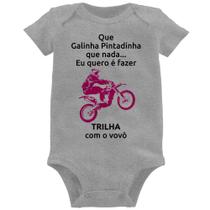 Body Bebê Trilha com o vovô (moto rosa) - Foca na Moda Body Bebê Trilha com o vovô (moto rosa) - Foca na Moda