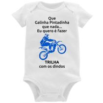 Body Bebê Trilha com os dindos (moto azul) - Foca na Moda