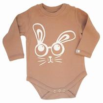 Body bebê unissex formiguinha manga longa suedine off-white Body bebê unissex formiguinha manga longa suedine off-white