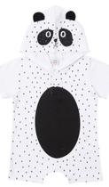 Body Bebê Ursinho Panda Branco e Preto - Marlan