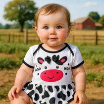 Body Bebê Vaquinha Botões Confortável Algodão Prático