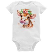 Body Bebê Vaquinha E Flores - Foca na Moda