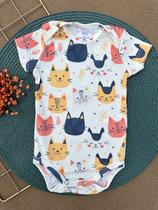 Body Bebê Verão Estampa Gatos Body Bebê Verão Estampa Gatos