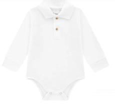 Body bebes gola polo 100% algodao Brandili branco