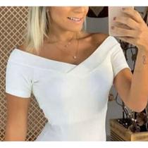 Body blusa canelado manguinha ombro a ombro elegante