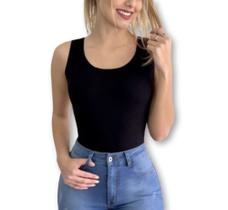 Body blusa canelado regata alça grossa com bojo feminino