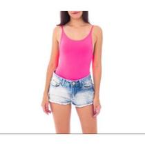 Body blusa feminino alça fina com bojo decote nas costas poliéster fashion