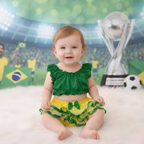 Body Bodie Bebe Infantil Nenem Roupa Menina Brasil Copa Time