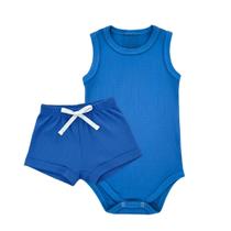 Body Bodie Regata Bebê Canelado + Bermudinha Tapa Fraldas