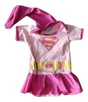 Body Bodie Supergirl Superman Rosa Infantil com saia Maj070 BM