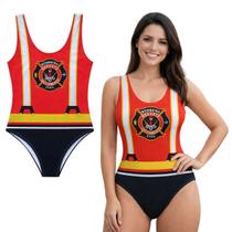 Body Bombeira Adulto Feminino Fantasia Carnaval Vermelho
