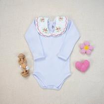 Body Bordado flores rosas Premium 100 Algodão Feminino