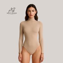 Body bori feminino manga longa gola alta suplex costura reforçada qualidade premium look casual moda confortavel