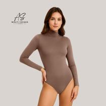 Body bori feminino manga longa gola alta suplex costura reforçada qualidade premium look casual moda confortavel