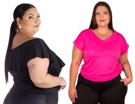 Body Bori Feminino Suplex Babado Ombro A Ombro C/ Fecho + Camiseta Basica Lisa De Malha