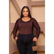 Body Bori Plus Size G1 Suplex Manga Longa Decote Redondo Moda Casual