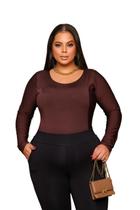 Body Bori Plus Size G1 Suplex Manga Longa Decote Redondo Moda Casual