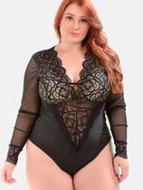 Body Bori Plus Size Manga Longa Rendado Bojo Tamanhos Grande Body Bori Plus Size Manga Longa Rendado Bojo Tamanhos Grande