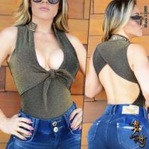 Body brilho com elastano e bojo