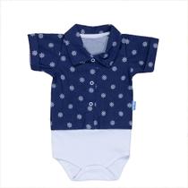 Body camisa curto de bebê em tricoline ancora marinho Body camisa curto de bebê em tricoline ancora marinho