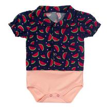 Body camisa curto melancia marinho para bebê menina Body camisa curto melancia marinho para bebê menina