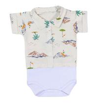 Body camisa curto para bebê tricoline praia