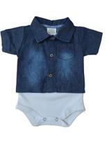 Body Camisa Jeans Bebê Infantil Manga Curta +1BB Body Camisa Jeans Bebê Infantil Manga Curta +1BB