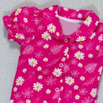 Body Camisa Manga Curta para Bebê Menina Margarida Pink