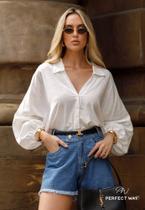 Body camisa over feminino off white Body camisa over feminino off white