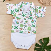 Body Camisa para Bebê Menino Florestinha Tropical Branco