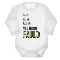 Body / Camiseta dia dos pais com nome personalizado meu herói