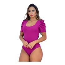 Body Canelado Feminino Manga Curta