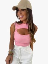 Body Canelado Feminino Regata Abertura Frontal Golinha Sem Bojo Ribana Premium Body Canelado Feminino Regata Abertura Frontal Golinha Sem Bojo Ribana Premium