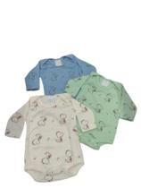 Body canelado manga longa - 3 peças Body canelado manga longa - 3 peças