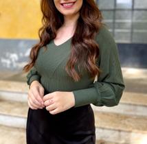 Body canelado manga longa com punho largo e forrado calcinha nude