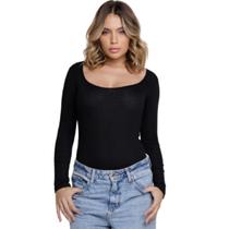 Body Canelado Manga Longa WLS Modas Roupa Blogueira Moda Gringa Feminina