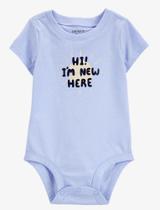 Body Carter's Original manga curta "I'm New Here" para bebê - Azul - Tam 6 Meses