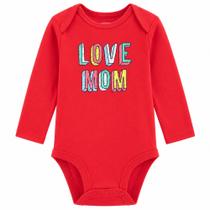 Body Carter's vermelho "Love mom" manga longa 12 meses