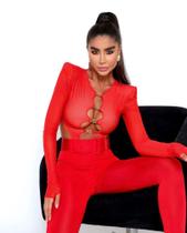 Body cavado tule com ombreiras da grife Splash