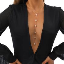 Body Chain Corrente De Corpo Sexy Pérolas Dourado Prata