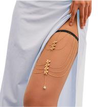 Body Chain Flor com Correntes e Pérolas Feminino Elegante Body Chain Flor com Correntes e Pérolas Feminino Elegante