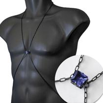 Body Chain Masculino com Pedra Ametista Violeta