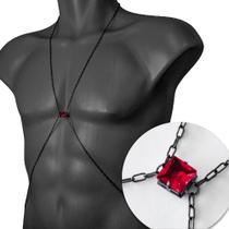 Body Chain Masculino com Pedra Rubi Vermelha - MURAD MEN
