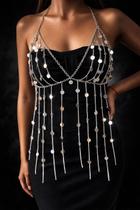 Body Chain prata e dourado com Franjas leves festa festival Banho:Prateadotamanho:G