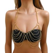 Body Chain Punk Gold Metal com franja multicamada para mulheres Body Chain Punk Gold Metal com franja multicamada para mulheres