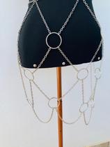 Body chain saia de correntes com argolas tendência festival