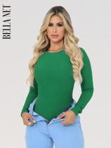 Body Collant Feminino Básico Manga Longa Anarruga Moda Blogueira Casual Elegante