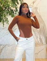 Body Collant Feminino Cavado Gola Alta Manga Longa Tendência Moda Blogueira Carolina Dieckmann Body Collant Feminino Cavado Gola Alta Manga Longa Tendência Moda Blogueira Carolina Dieckmann