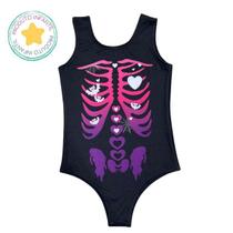 Body Collant Infantil Preto Esqueleto bicolor de Halloween - Dia das bruxas